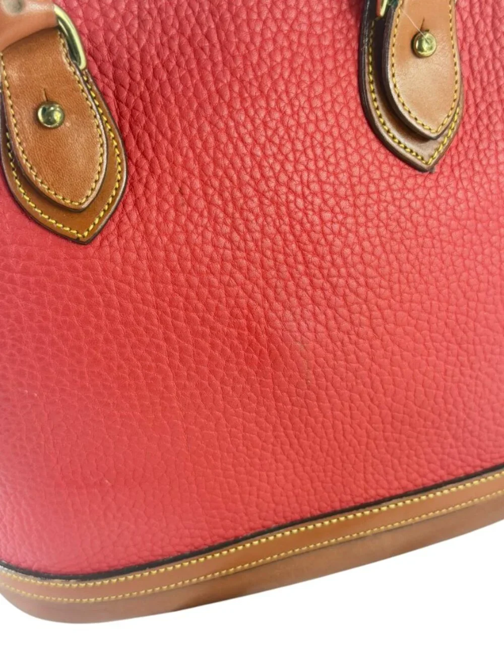 DOONEY & BOURKE Red Tan Leather Norfolk Satchel Crossbody Shoulder Bag